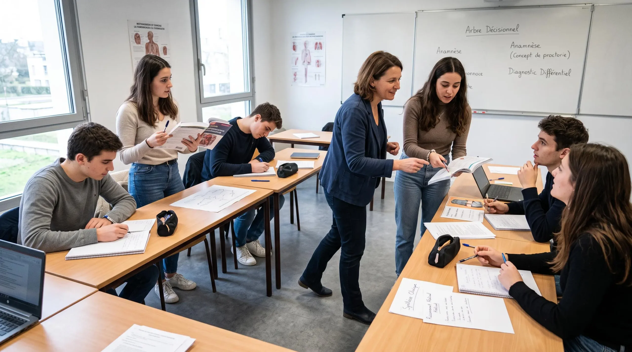 Atelier de méthodologie interactive avec enseignant et étudiants dans une prépa santé française